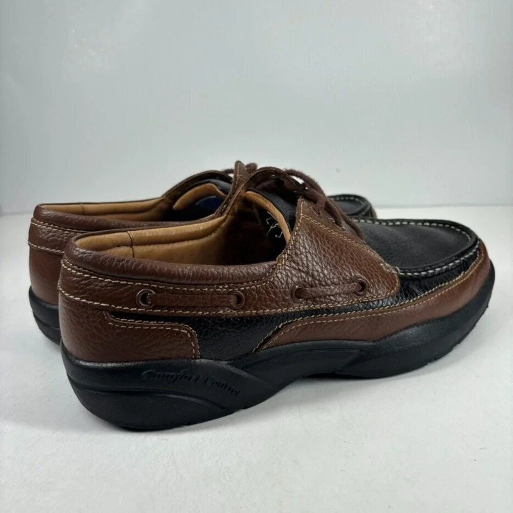 Dr. Comfort Patrick Men's US 11.5W Brown/Black Leather Diabetic Boat Shoes 8560